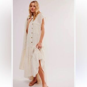 NWT Free People Marieanne Eyelet maxi dress sz small.